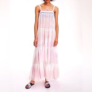 Lemlem Pre-Fall 2017 Maxi Dress Tiered Ombré Pink Purple White Sheer Size M